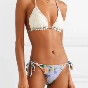 Zimmerman Crochet And Floral Print Triangle Bikini
